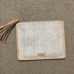 Consuela anything goes Beige Snakeskin Clutch with Tassel